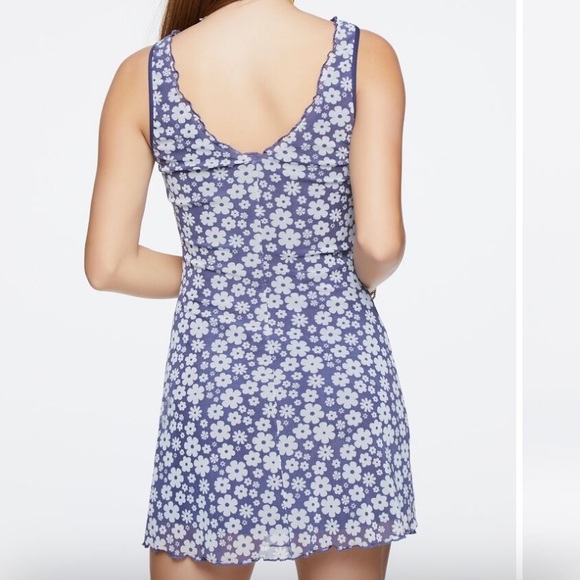 Floral Print Mesh Mini Dress - Picture 3 of 4